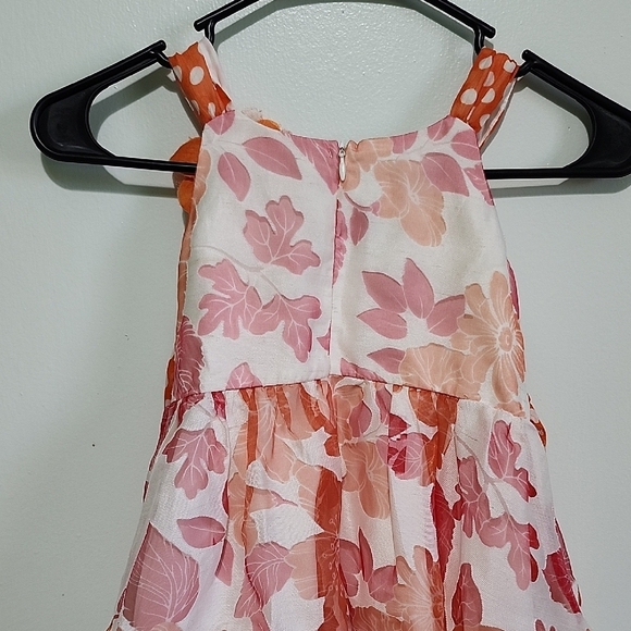 Bonnie Jean Orange Floral Dress with Polka Dots - Picture 5 of 6